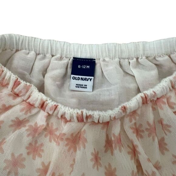 NWT Old Navy Pull-On Elastic Waist Floral Print Tulle Skirt One Size White Pink - Picture 3 of 5